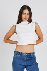 Abrand Heather Icon Mock Neck - White