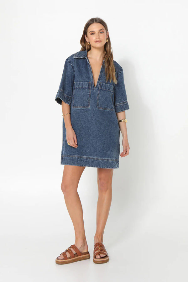 Tara Mini Dress - Indigo