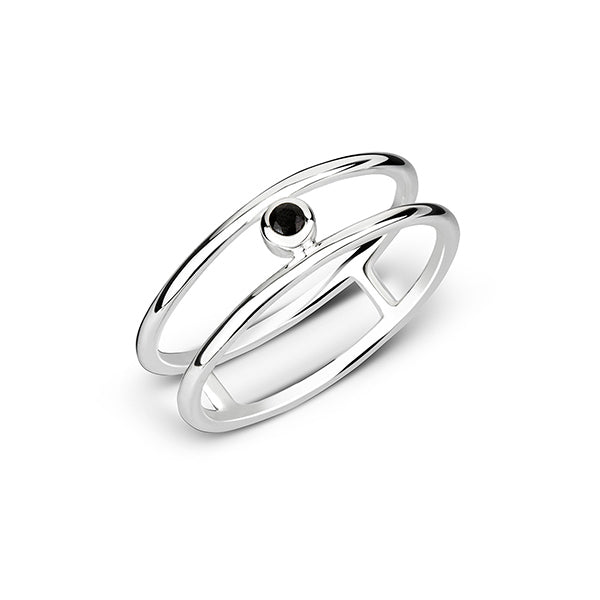 silver black double wrap ring