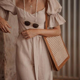 Ace and Jet Heather Everyday Tote Rattan and Leather Tan