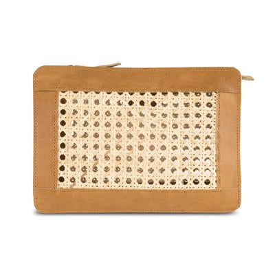 Ace and Jet Heather Clutch Tan Rattan and Leather