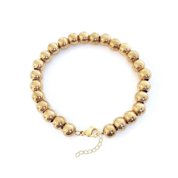 stainless steel gold bead bracelet