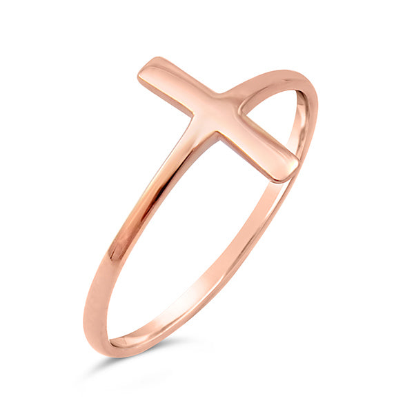 sterling silver rose gold cross ring