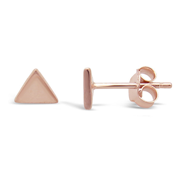 sterling silver rose gold plated triangle earrings