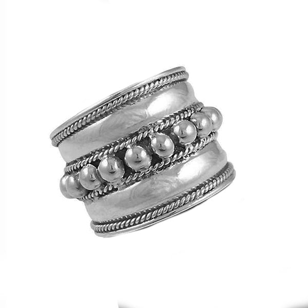 sterling silver plait edge and balls ring