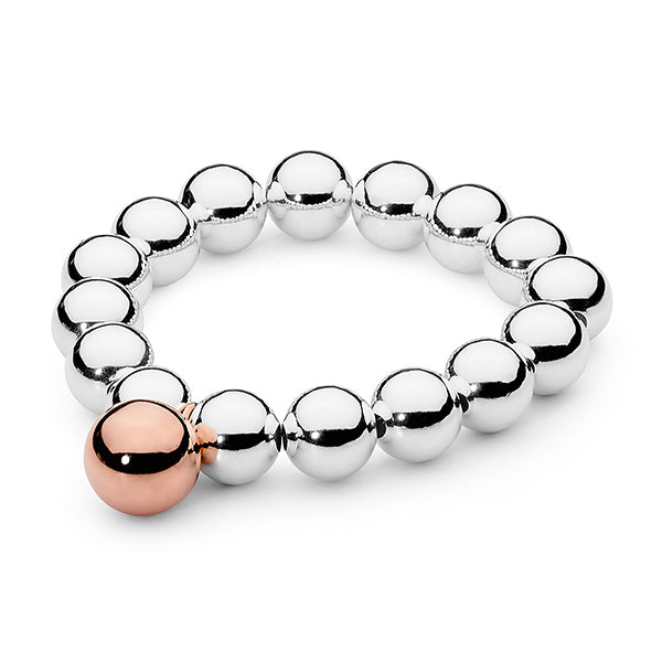 sterling silver bracelet with rose gold ball