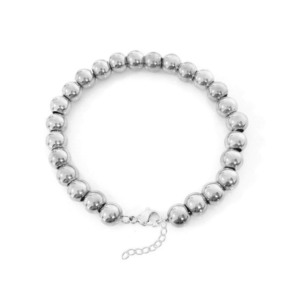 stainless steel silver bead bracelet