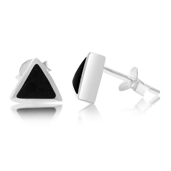 sterling silver black onyx triangle studs
