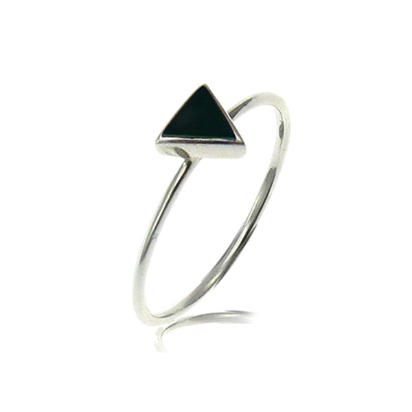 Sterling Silver Onyx Triangle Ring