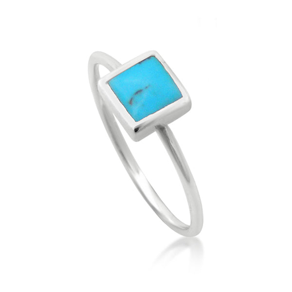 sterling silver turquoise square ring