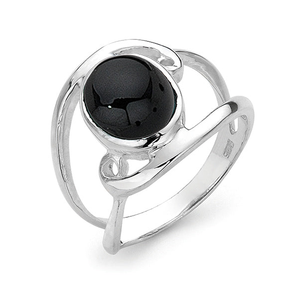sterling silver oval onyx ring