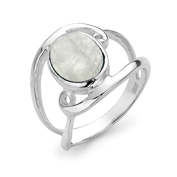sterling silver oval moonstone ring